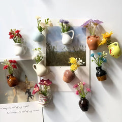 Cute Mini Flower Vase Fridge Magnets
