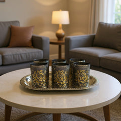 Meenakari Tray Glass set