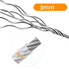 Stainless Steel PVC Coated Clothesline Rope with Locking Hooks