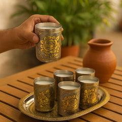 Meenakari Tray Glass set